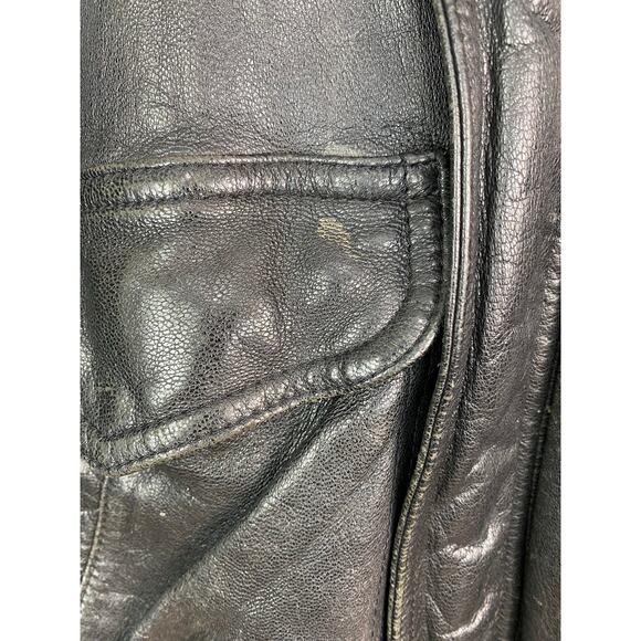 San Diego Leather Factory Men's 46 Black Leather Insulated Bomber Flight Jacket - Picture 4 of 11